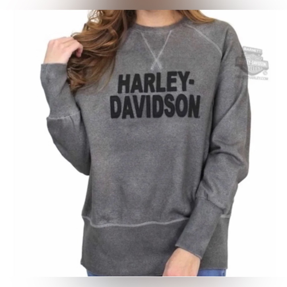 New Authentic Harley Davidson gray logo sweater sweatshirt large $169.00 - Picture 1 of 6